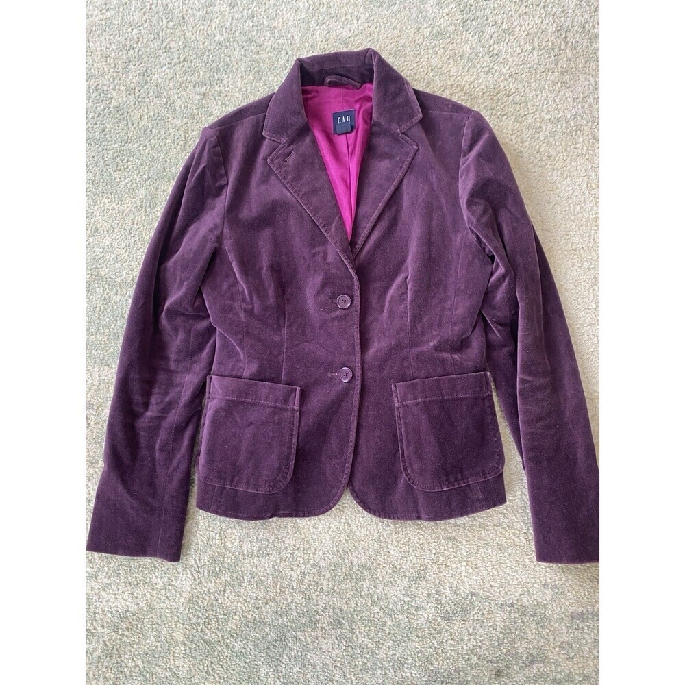 Vintage Y2K Gap Velvet Satin Blazer Womens Size 6 Velour Jacket Hong Kong 90s
